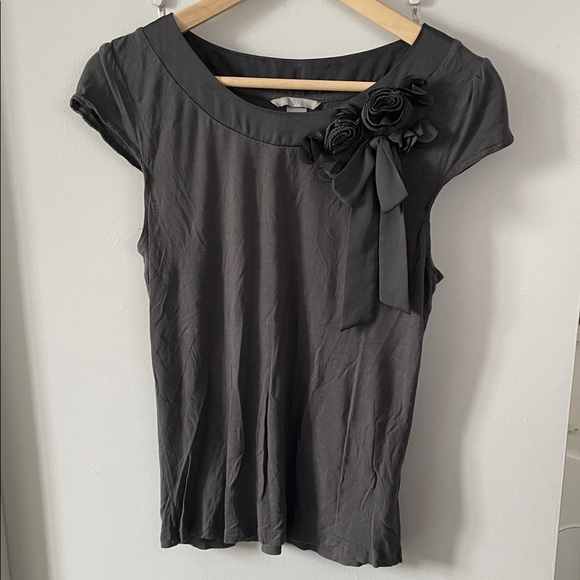H&M Tops - H&M Charcoal Blouse with Floral Accent
